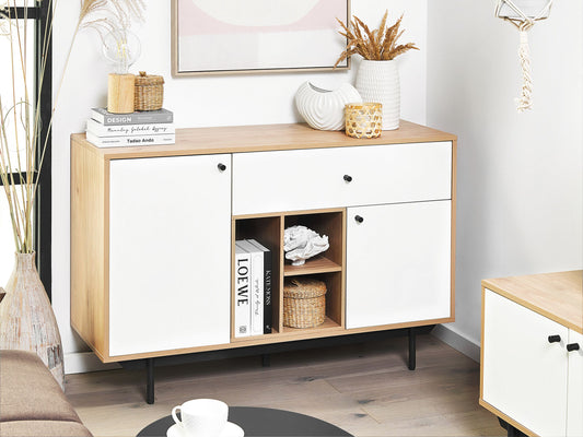 Sideboard mit 2 Türen ITACA 78 cm Braun / Weiss