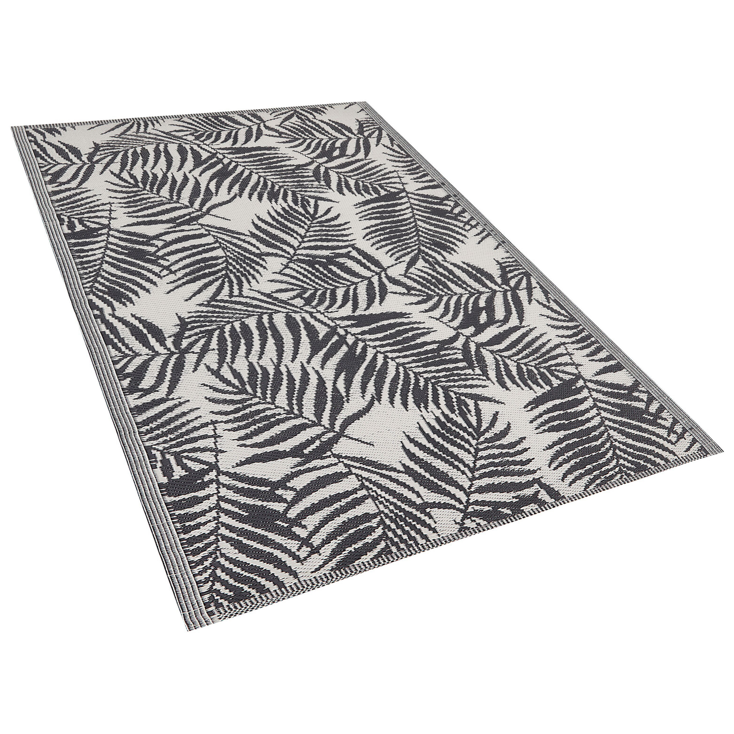 Outdoor Teppich schwarz 120 x 180 cm Palmenmuster KOTA