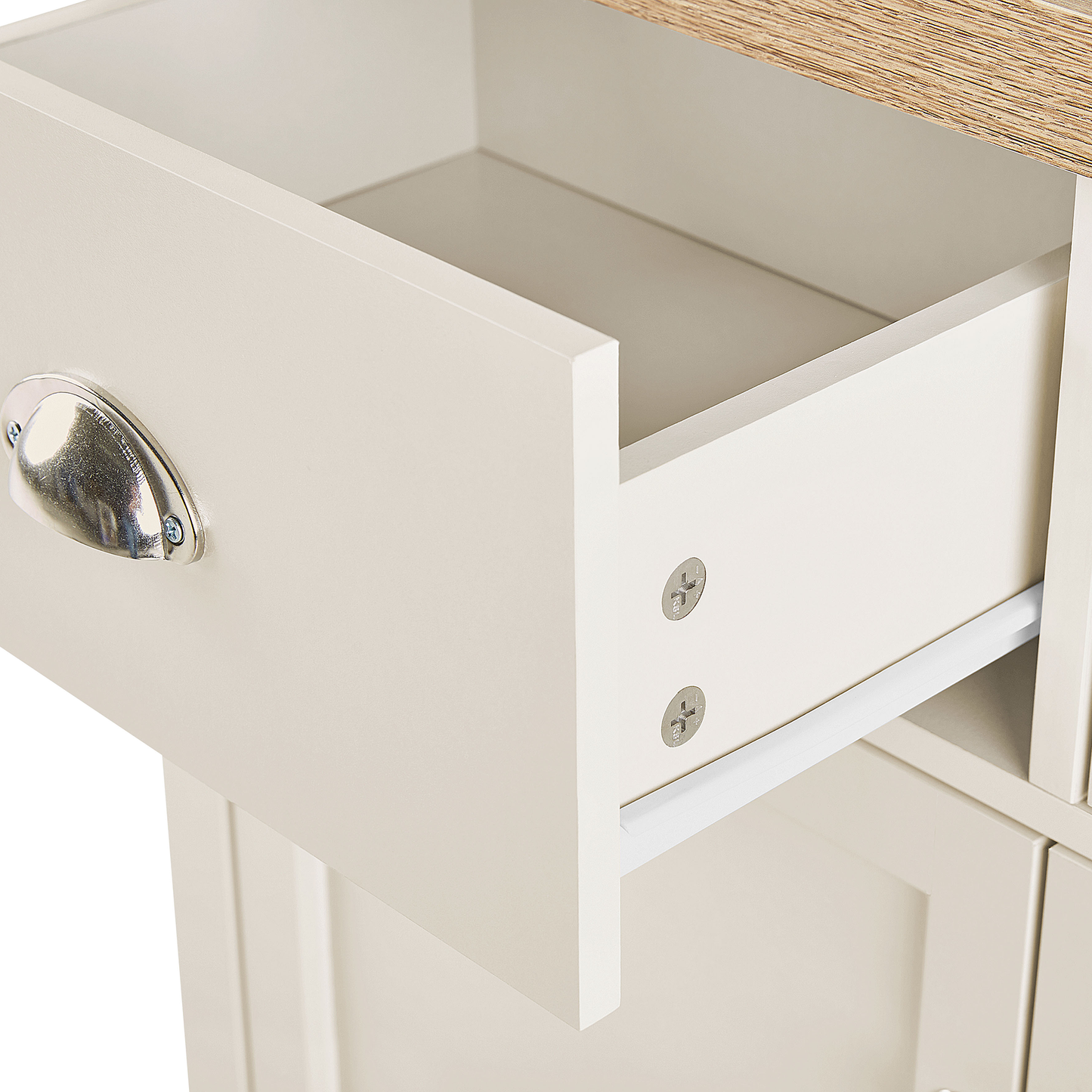 Sideboard beige / heller Holzfarbton 2 Schubladen Schrank CLIO