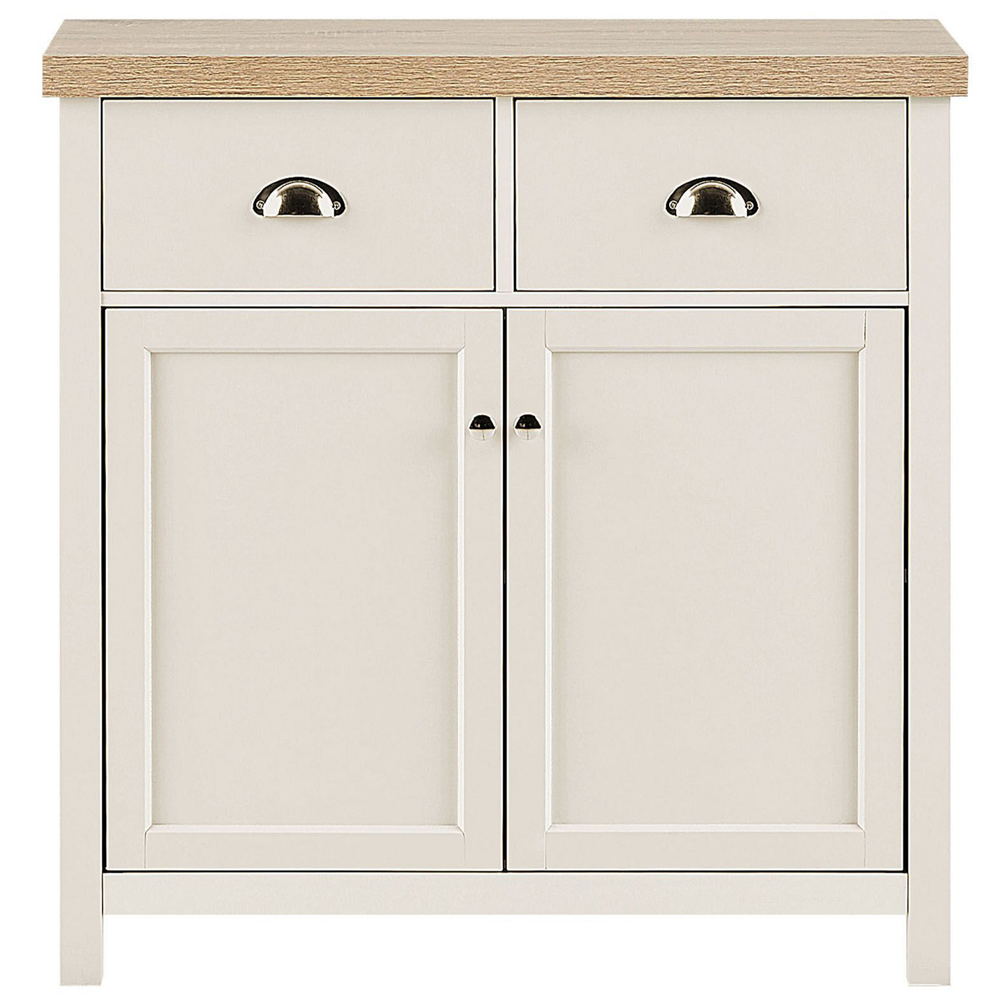 Sideboard beige / heller Holzfarbton 2 Schubladen Schrank CLIO