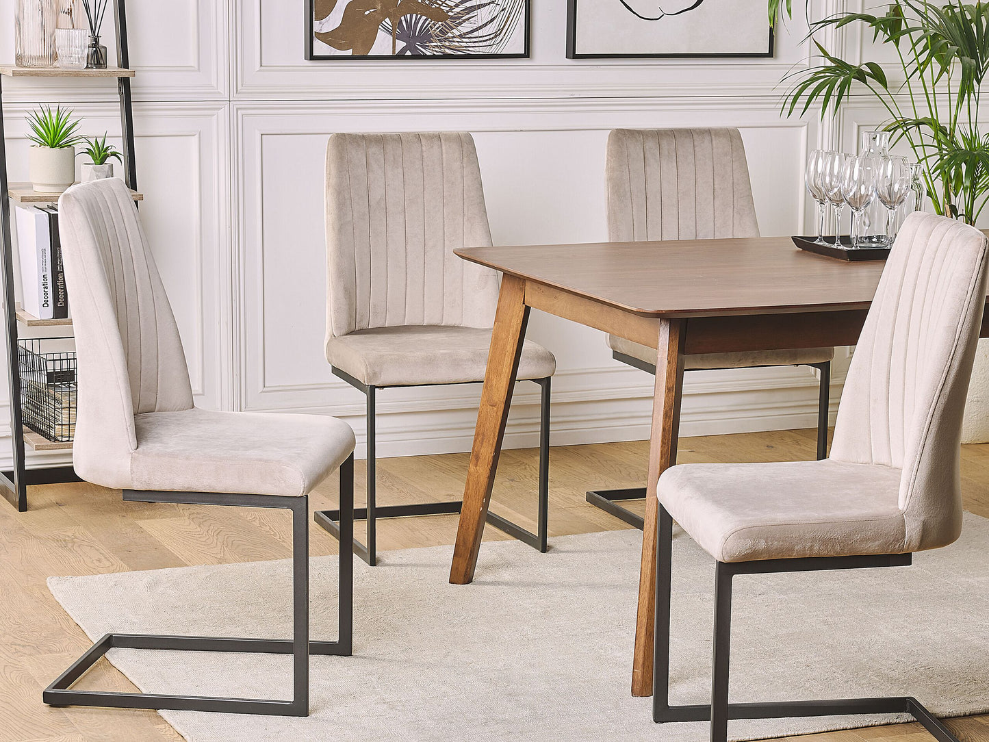 Esszimmerstuhl 2er Set LAVONIA Samtstoff Taupe