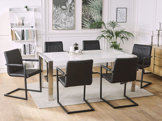 2er Set Kunstleder Esszimmerstuhl Schwarz BRANDOL