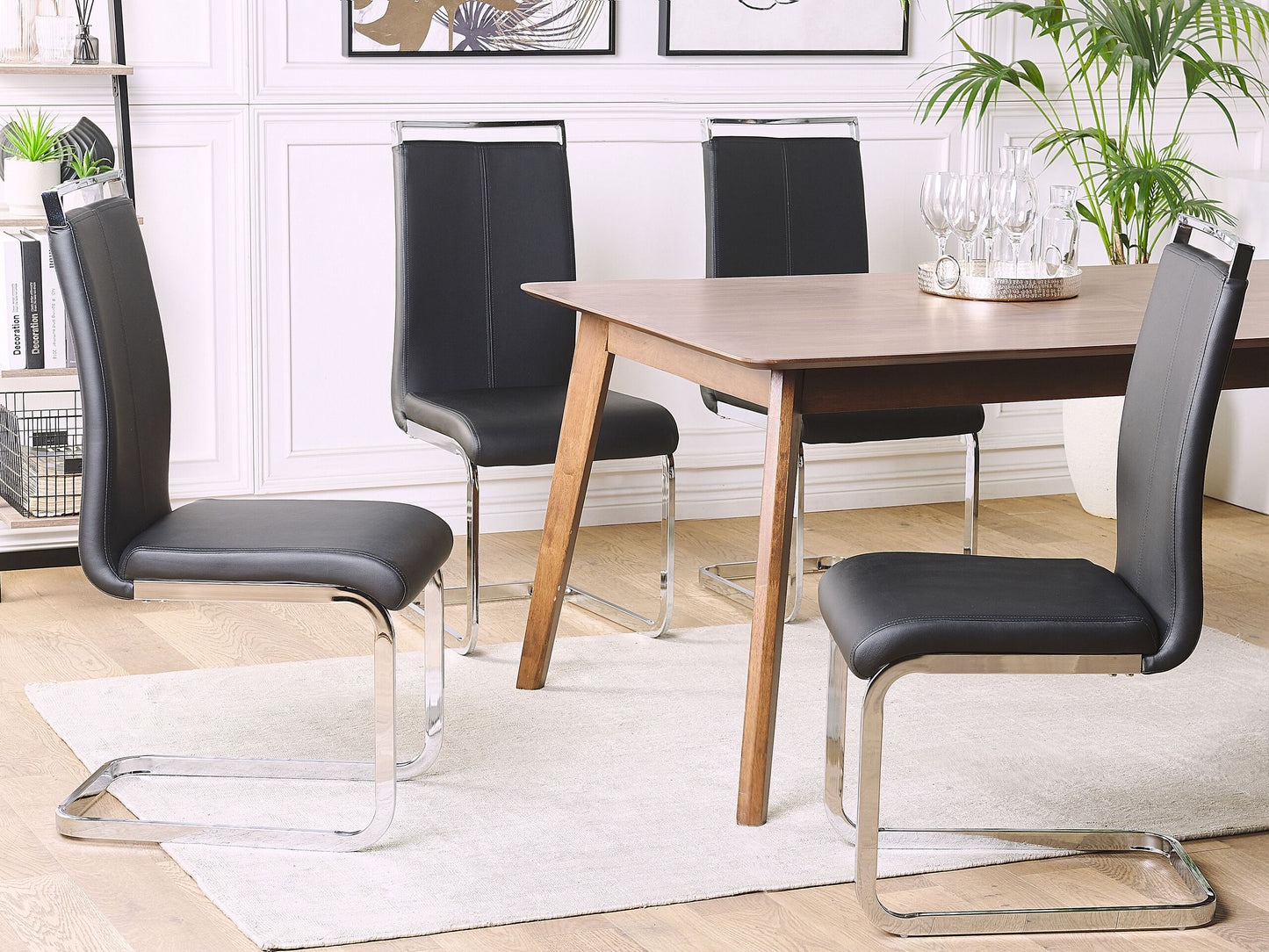 Esszimmerstuhl 2er Set GREEDIN Kunstleder Schwarz