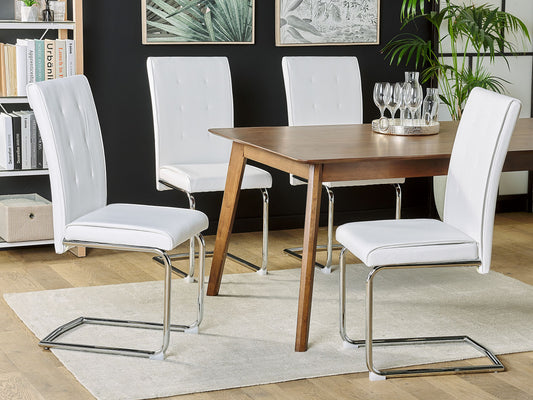 Esszimmerstuhl 2er Set ROVARD Kunstleder Cremeweiss