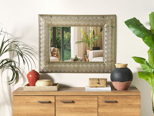 Wandspiegel DEHRADUN 69 cm 90 cm Metall Gold
