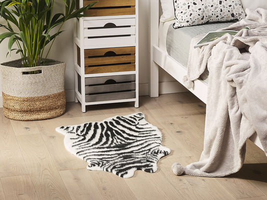 Kunstfell-Teppich Zebra schwarz / weiss 90 cm NAMBUNG