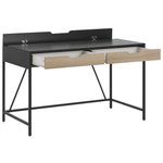 Schreibtisch schwarz / heller Holzfarbton 120 x 60 cm 2 Schubladen JENA