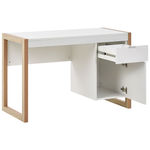 Schreibtisch weiss / heller Holzfarbton 110 x 50 cm Schublade Schrank JOHNSON