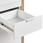 Schreibtisch weiss / heller Holzfarbton 110 x 50 cm Schublade Schrank JOHNSON