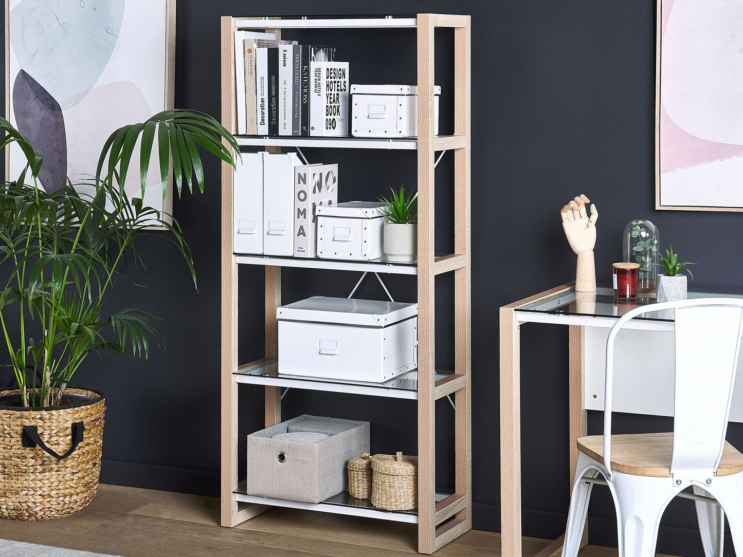 Bücherregal mit 4 Fächern JENKS 152 cm Weiss