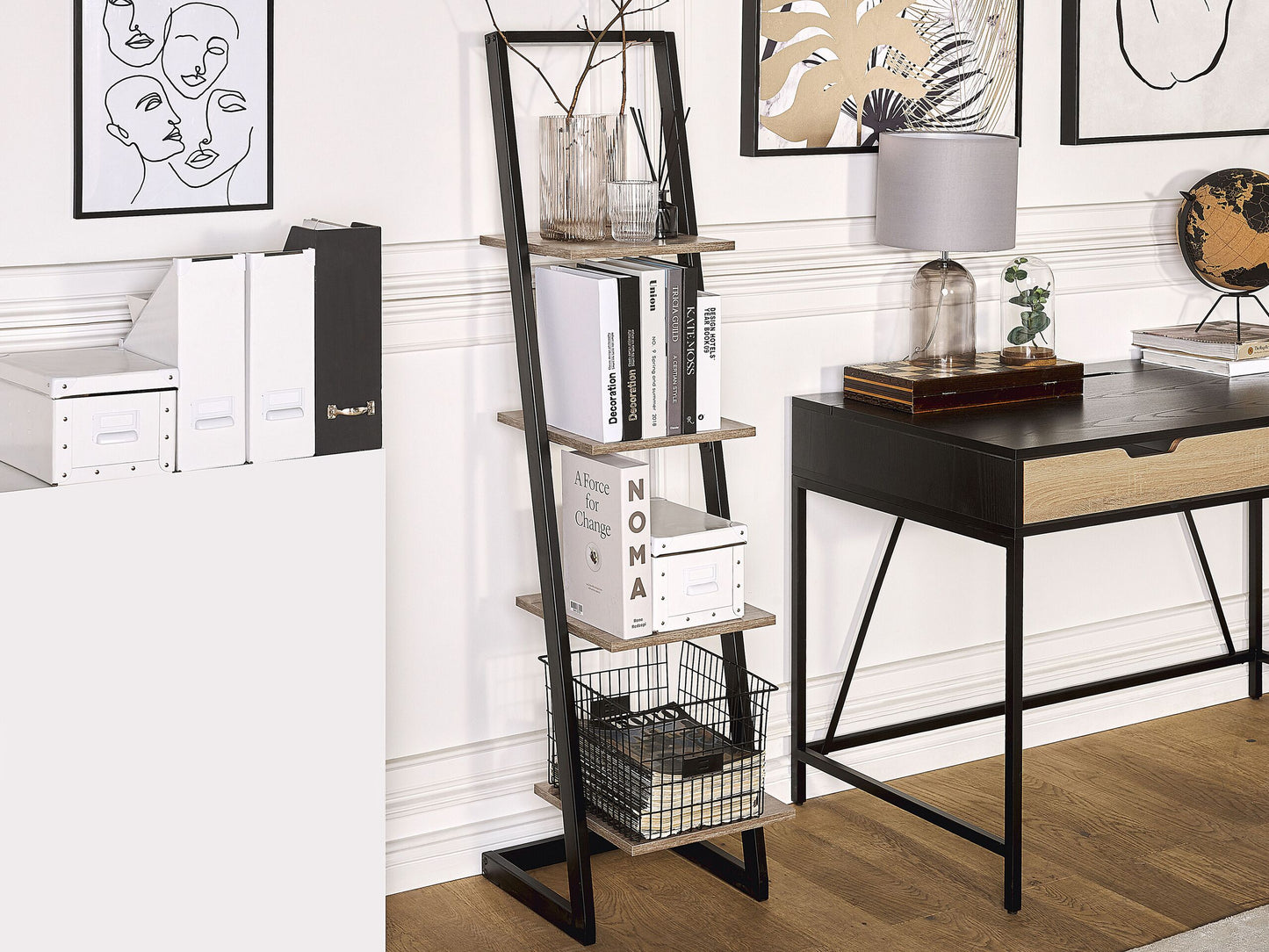 Bücherregal mit 4 Fächern JOPLIN 143 cm Schwarz