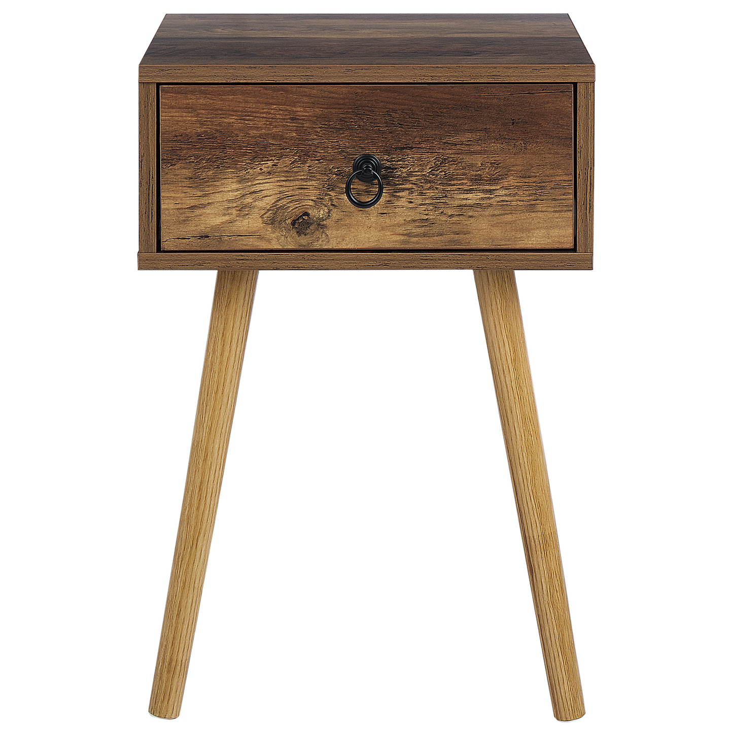 Nachttisch dunkler Holzfarbton 1 Schublade BATLEY