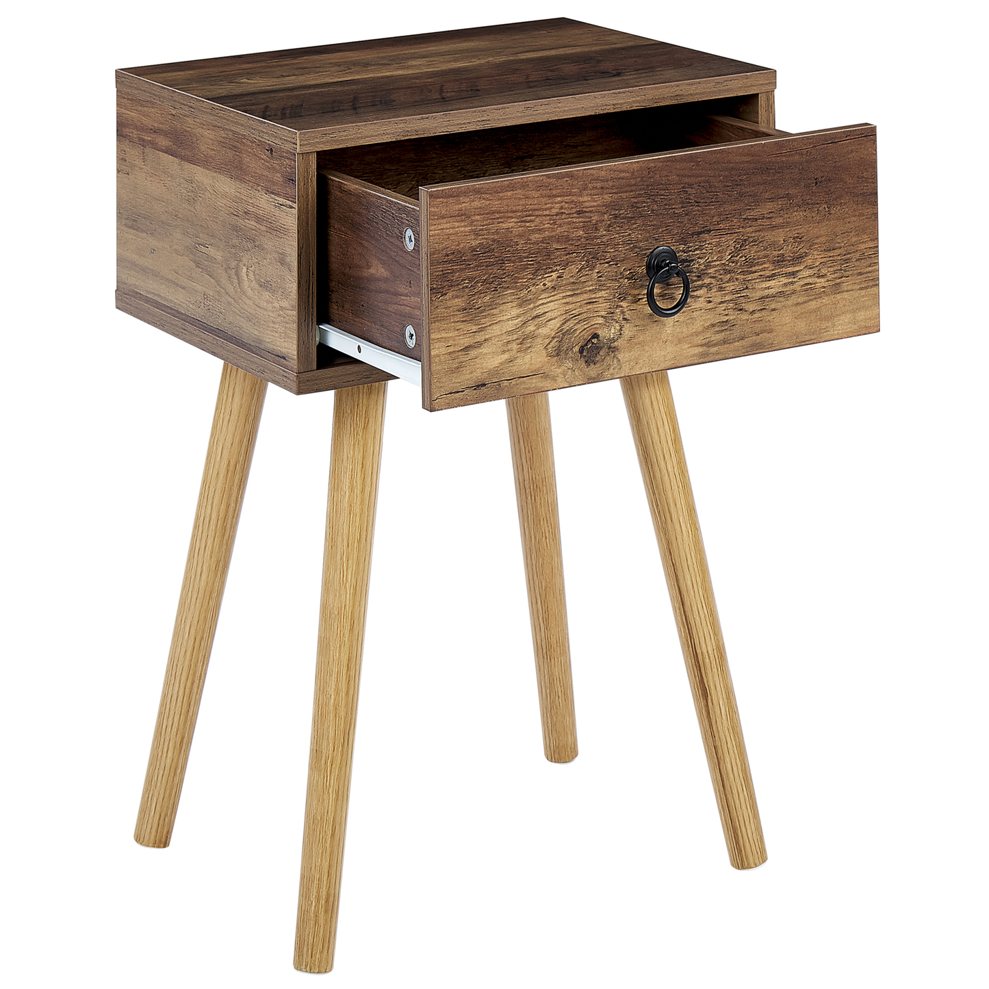 Nachttisch dunkler Holzfarbton 1 Schublade BATLEY