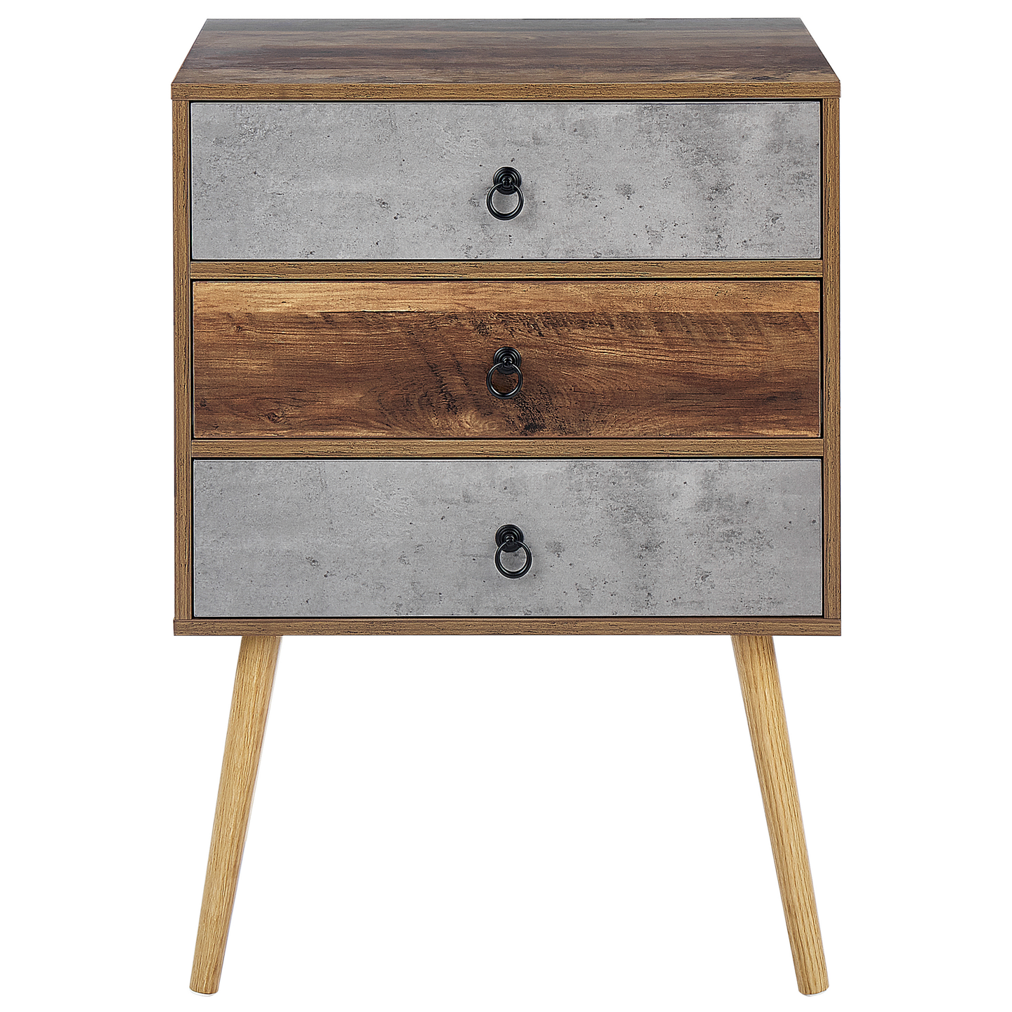 Kommode mit 3 Schubladen BATLEY 82 cm Betonoptik Dunkelbraun