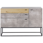 Sideboard Betonoptik / heller Holzfarbton 3 Schubladen Schrank ARIETTA