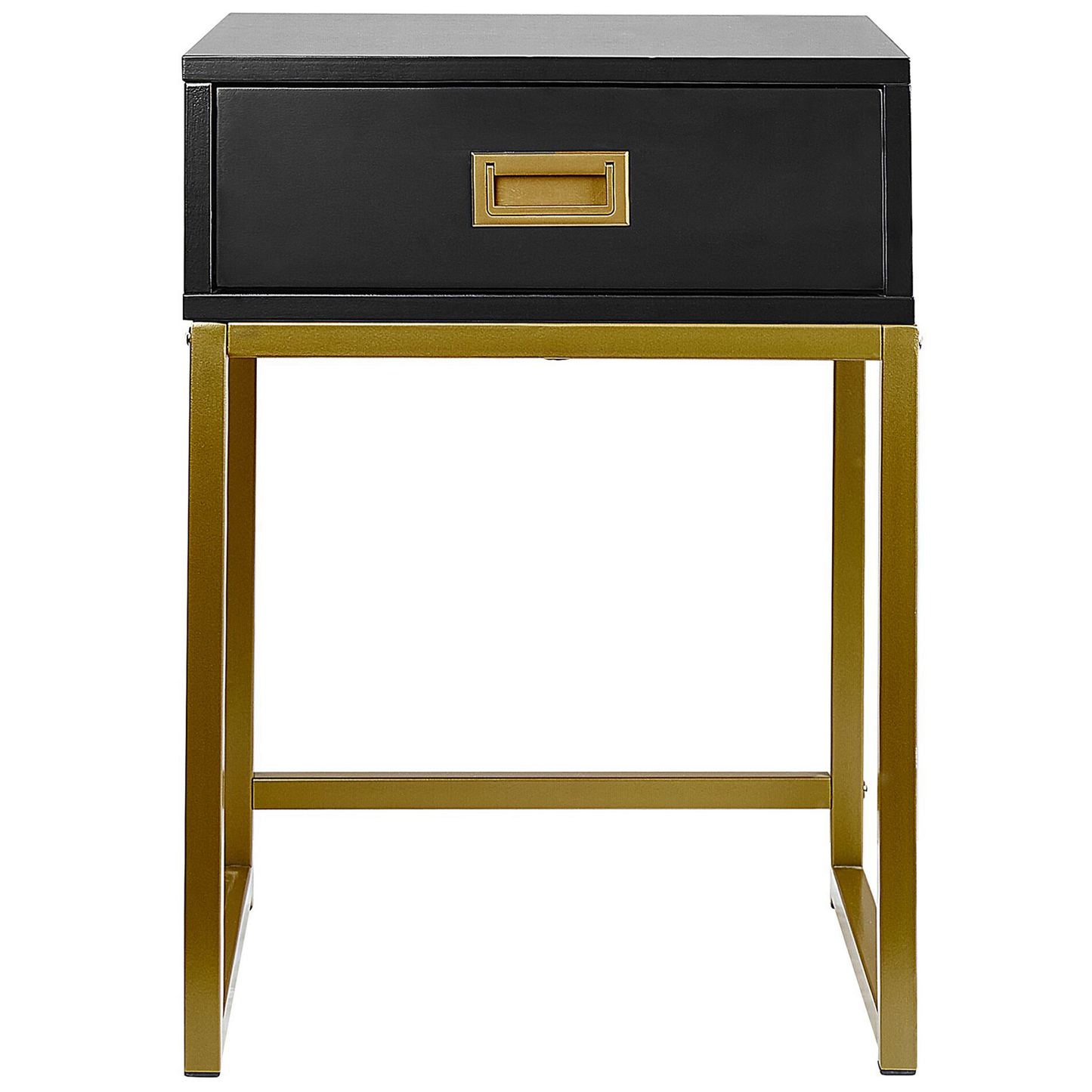 Beistelltisch schwarz / gold 1 Schublade quadratisch 40 x 40 x 57 cm LARGO
