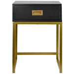 Beistelltisch schwarz / gold 1 Schublade quadratisch 40 x 40 x 57 cm LARGO
