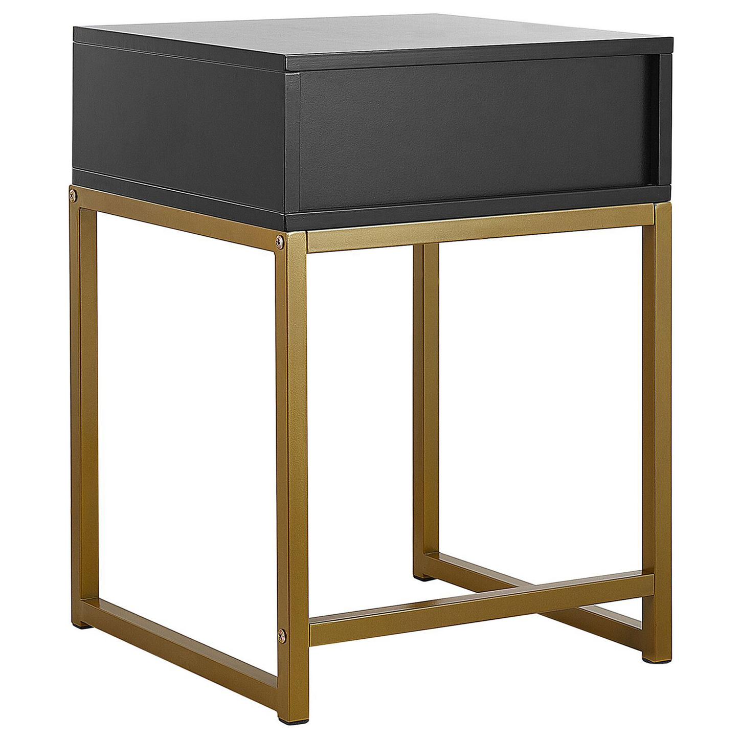 Beistelltisch schwarz / gold 1 Schublade quadratisch 40 x 40 x 57 cm LARGO