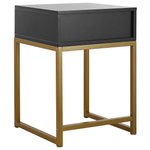 Beistelltisch schwarz / gold 1 Schublade quadratisch 40 x 40 x 57 cm LARGO