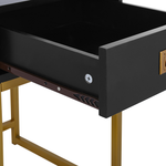 Beistelltisch schwarz / gold 1 Schublade quadratisch 40 x 40 x 57 cm LARGO