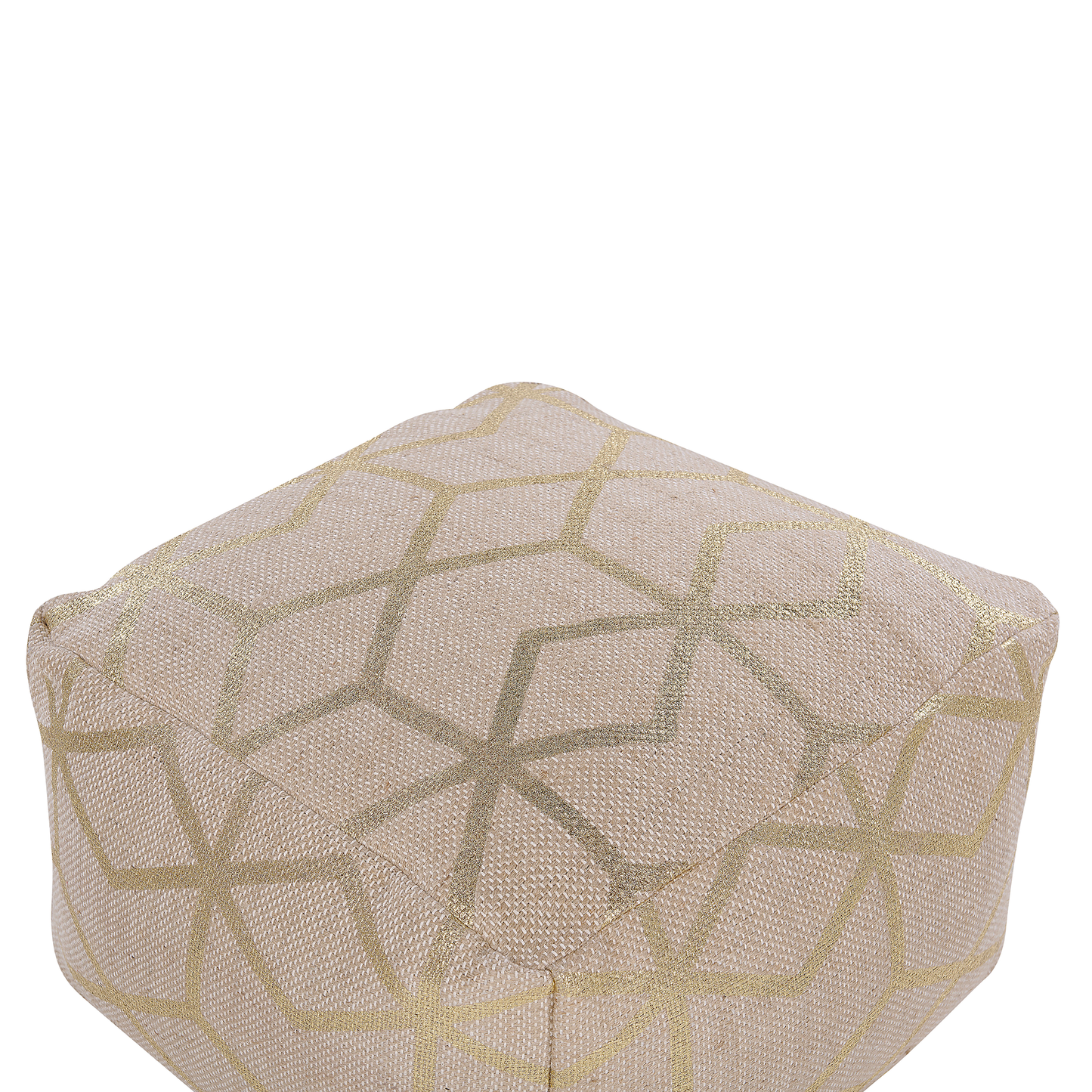 Pouf Jute beige mit goldenen Verzierungen 67 x 67 cm MAMALA