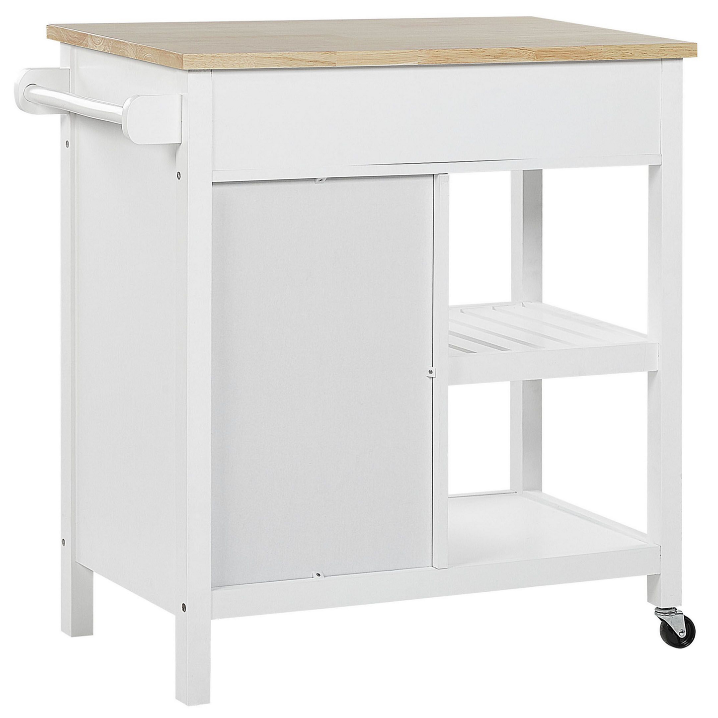 Servierwagen weiss / heller Holzfarbton mit 2 Schubladen GENOA