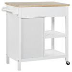 Servierwagen weiss / heller Holzfarbton mit 2 Schubladen GENOA