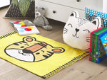Kinderteppich Baumwolle gelb 60 x 90 cm Tigermuster Kurzflor RANCHI