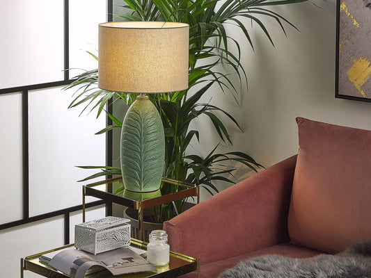 Tischlampe grün 59 cm Trommelform OHIO
