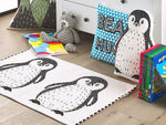 Kinderteppich Baumwolle weiss / schwarz 60 x 90 cm Pinguin-Muster HAJDARABAD