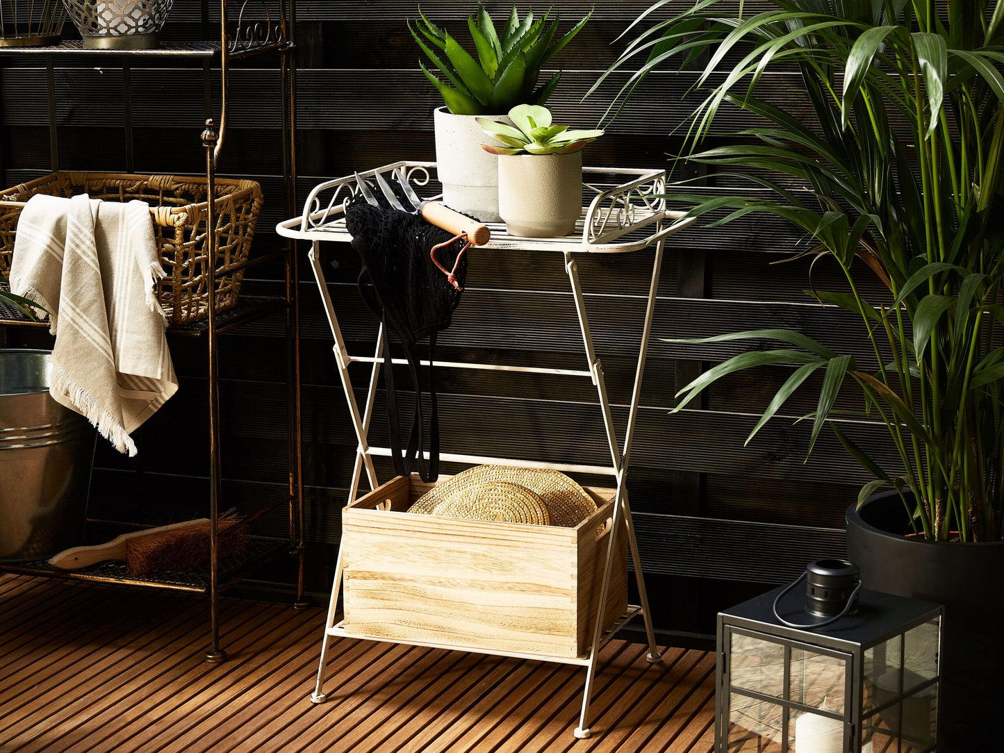 Beistelltisch Antik Optik weiss rechteckig 35 x 40 cm ANCUD