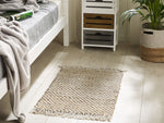 Teppich beige 50 x 80 cm kariertes Muster Kurzflor zweiseitig ZERDALI