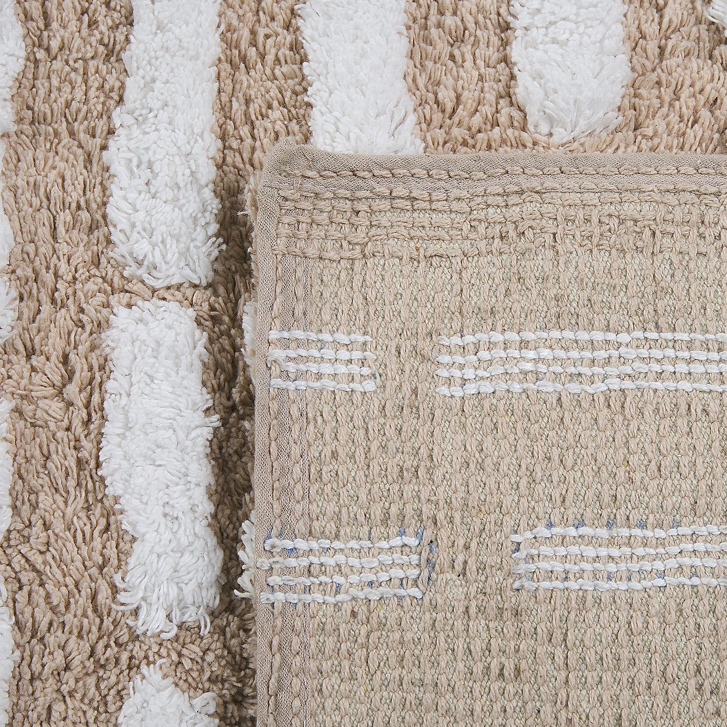 Teppich Baumwolle beige 120 x 180 cm Kurzflor AHIRLI