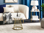 Couchtisch Marmor Optik weiss / gold ⌀ 50 cm CONCAN