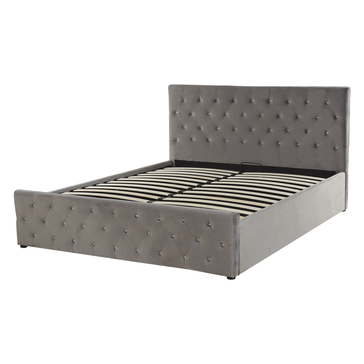 Bett mit Stauraum Samtstoff AMIENS 140 x 200 cm Grau