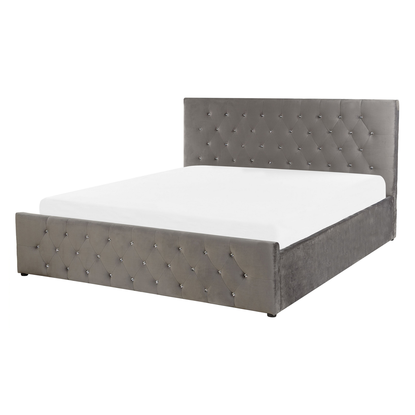 Bett mit Stauraum Samtstoff AMIENS 140 x 200 cm Grau