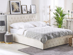 Bett mit Stauraum Samtstoff AMIENS 160 x 200 cm Hellbeige