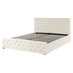 Bett mit Stauraum Samtstoff AMIENS 160 x 200 cm Hellbeige