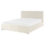 Bett mit Stauraum Samtstoff AMIENS 160 x 200 cm Hellbeige