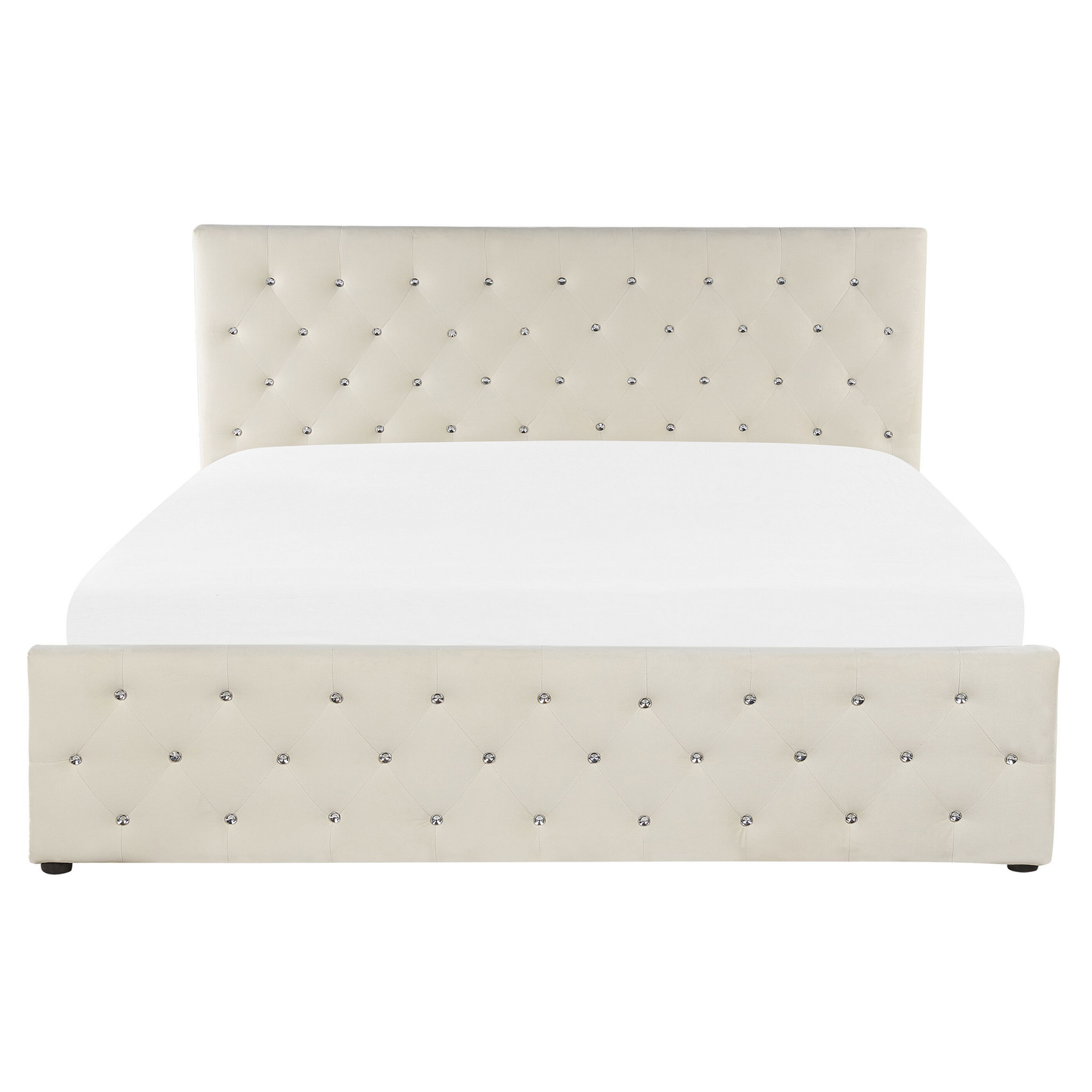 Bett mit Stauraum Samtstoff AMIENS 160 x 200 cm Hellbeige