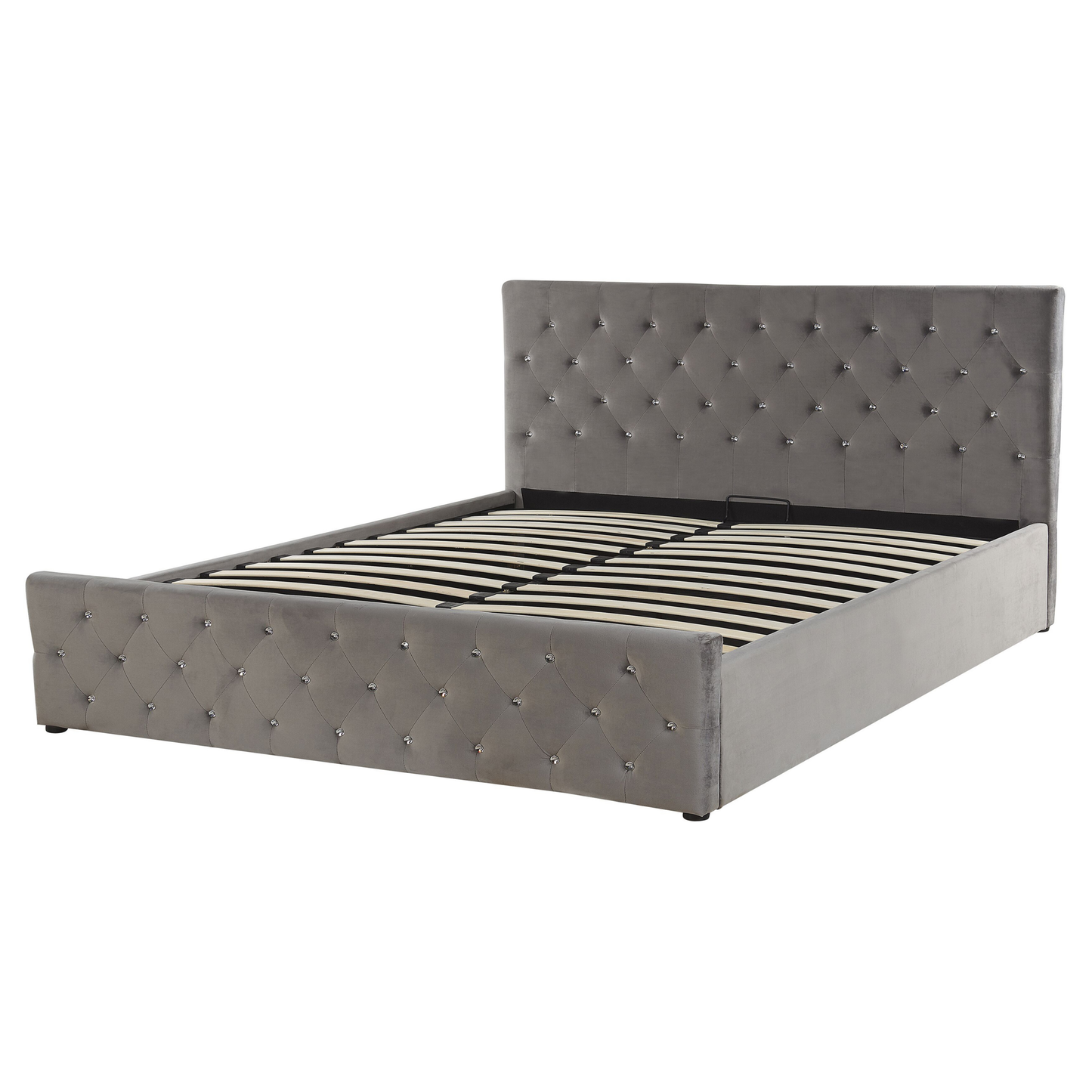 Bett mit Stauraum Samtstoff AMIENS 160 x 200 cm Grau