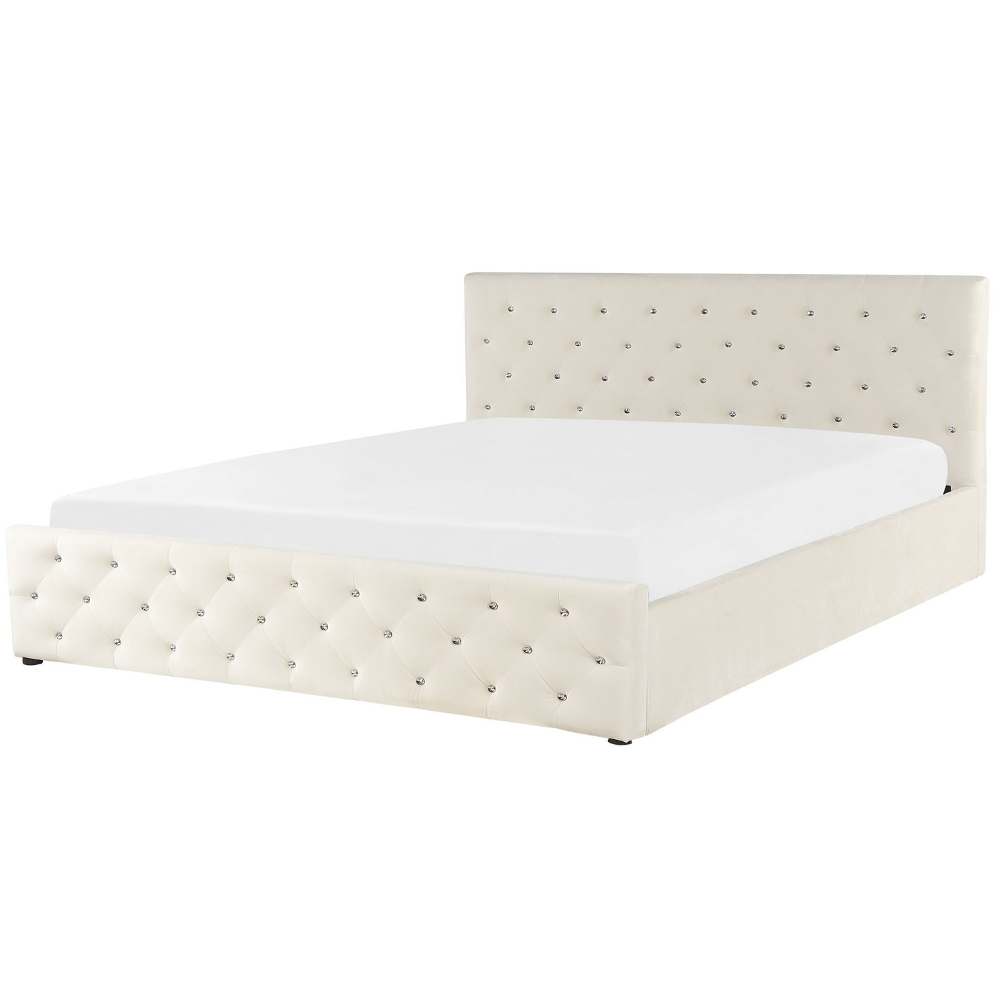 Bett mit Stauraum Samtstoff AMIENS 180 x 200 cm Hellbeige