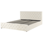 Bett mit Stauraum Samtstoff AMIENS 180 x 200 cm Hellbeige