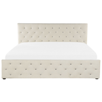 Bett mit Stauraum Samtstoff AMIENS 180 x 200 cm Hellbeige