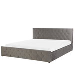 Bett mit Stauraum Samtstoff AMIENS 180 x 200 cm Grau