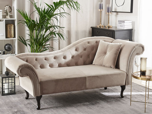 Chaiselongue Samtstoff beige rechtsseitig LATTES