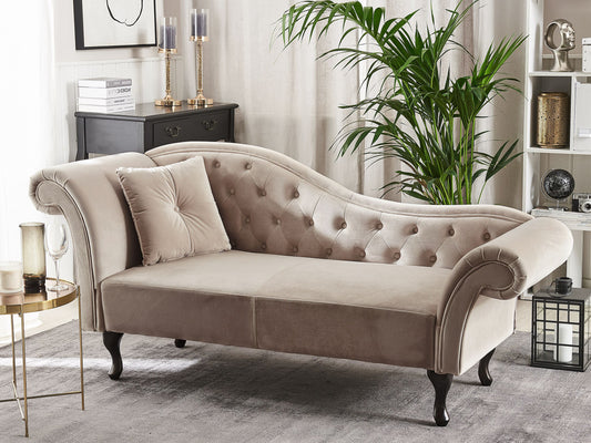 Chaiselongue Samtstoff beige linksseitig LATTES