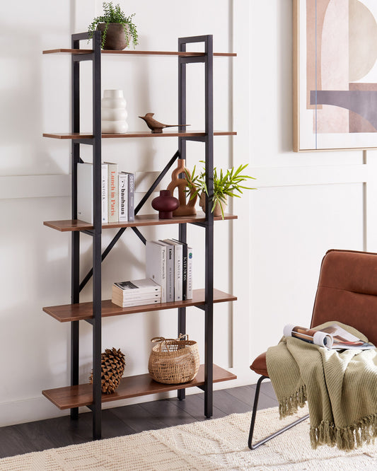 Bücherregal mit 5 Fächern DARBY 180 cm Dunkelbraun