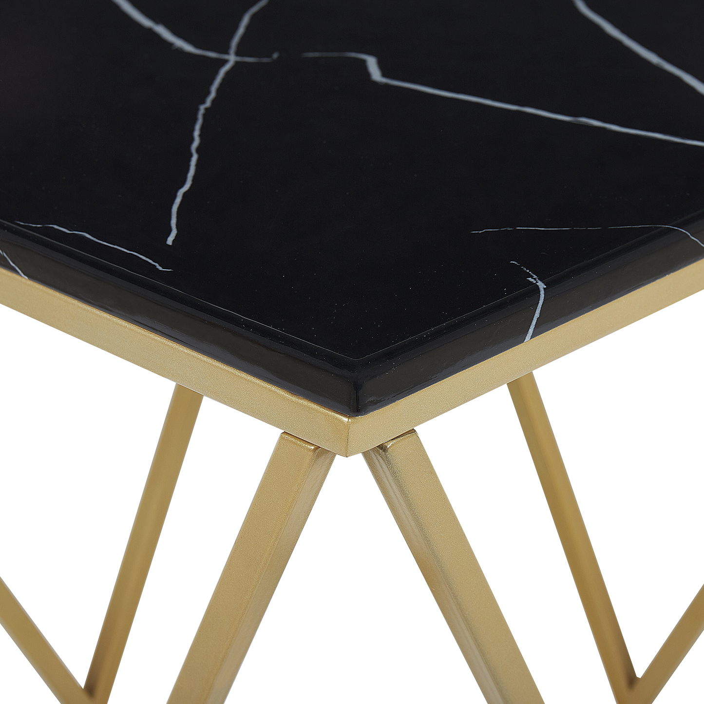 Beistelltisch schwarz / gold Marmor Optik quadratisch 50 x 50 cm MALIBU