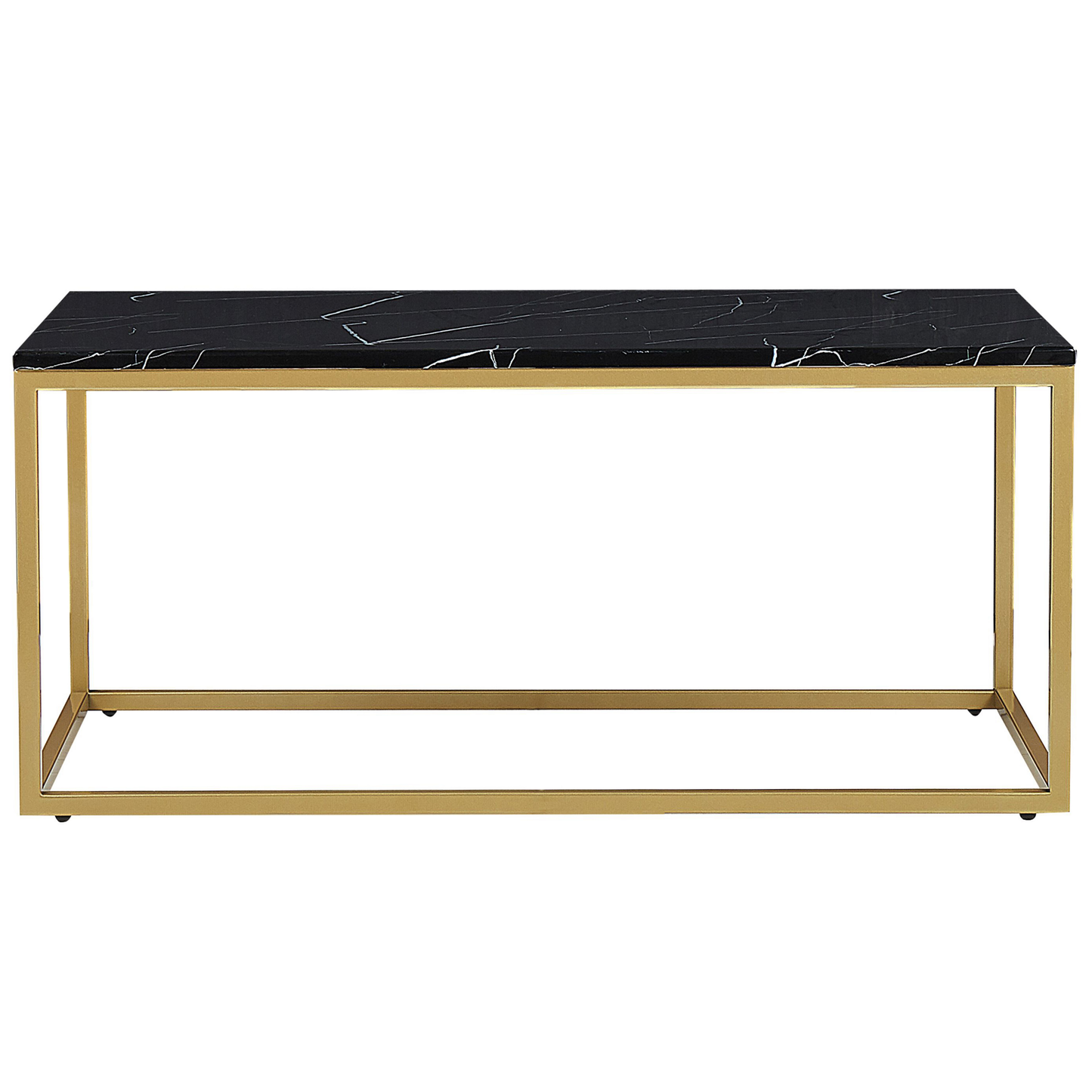 Couchtisch Marmor Optik schwarz / gold rechteckig 60 x 100 cm DELANO